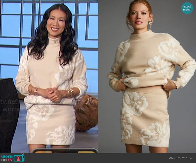 By Anthropologie Sweater Skirt Set worn by Chi-Lan Lieu on The Talk