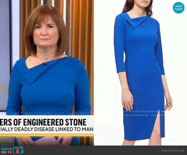 Calvin Klein Fold-Over 3/4 Sleeve Sheath Dress worn by Anna Werner on CBS Mornings