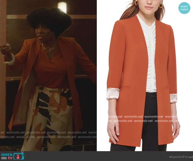 Calvin Klein Open Front 3/4 Sleeve Blazer worn by Alexandra Hochenberg (Tamberla Perry) on Death and Other Details