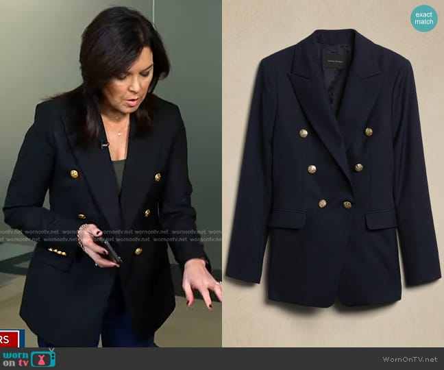 Banana Republic Captains Blazer worn by Meg Oliver on CBS Evening News