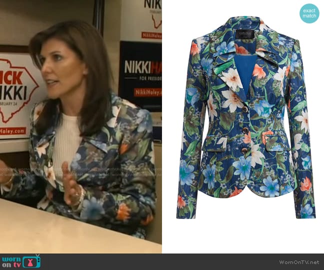 Carlisle Tuileries Floral Jacquard Blazer worn by Nikki Haley on Good Morning America