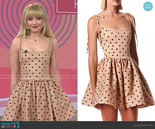 Carolina Herrera Polka-Dot Flared Minidress worn by Kathryn Newton on Today