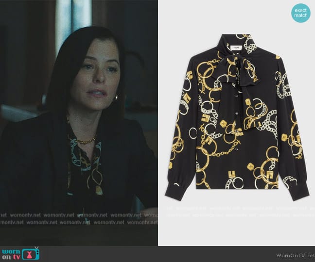 Celine Lavallière Blouse in Foulard Crepe de Chine worn by Parker Posey (Parker Posey) on Mr. & Mrs. Smith