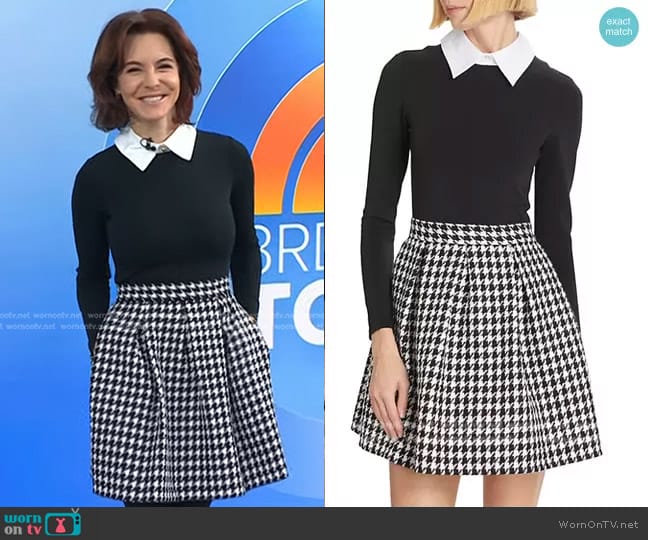 Alice + Olivia Chara Houndstooth Pleated Minidress worn by Stephanie Ruhle on Today