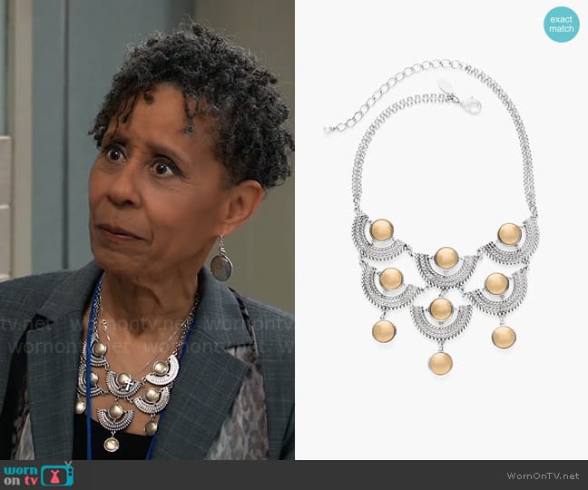 Chicos Catina Reversible Bib Necklace worn by Stella Henry (Vernee Watson) on General Hospital