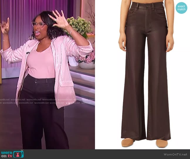 DL1961 Hepburn High Rise Wide Leg Jeans in Dark Mocha worn by Jennifer Hudson on The Jennifer Hudson Show