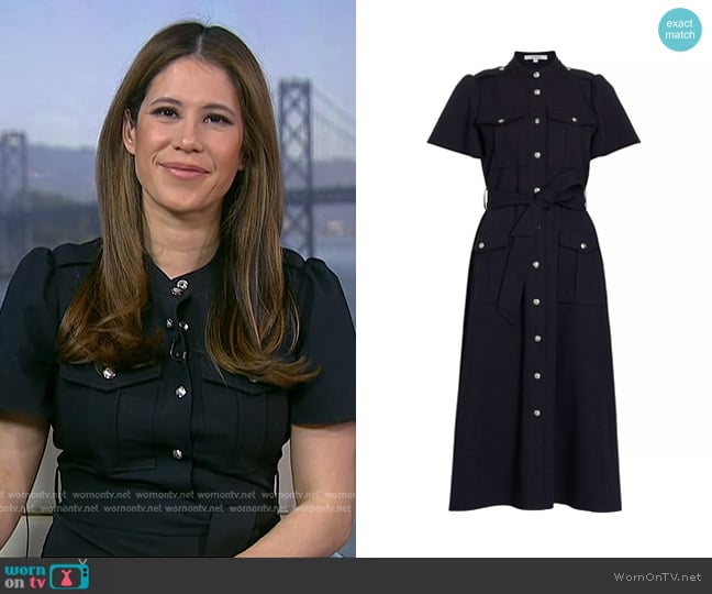 Derek Lam 10 Crosby Judy Utility Shirtdress in Midnight worn by Deirdre Bosa on NBC News Daily