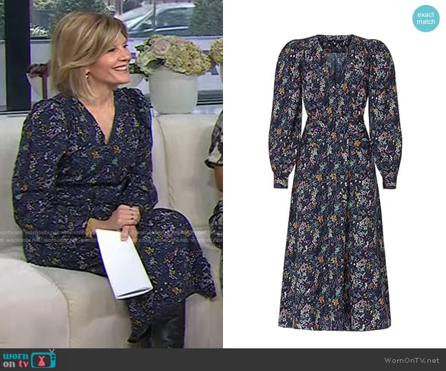 Derek Lam Collective Floral Dress in Blue worn by Kate Snow on Today