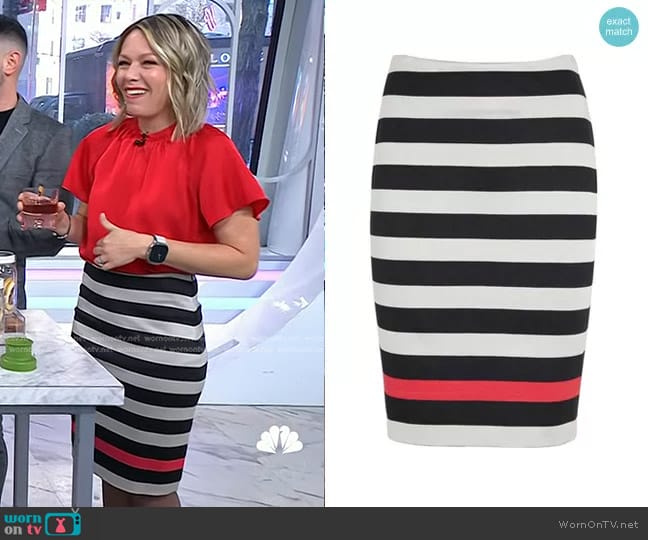 Diane von Furstenberg Koto Striped Pencil Skirt worn by Dylan Dreyer on Today