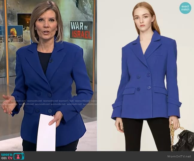 Osman Yousefzada Collective Double Breasted Blazer worn by Kate Snow on NBC News Daily