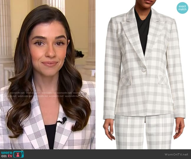 Elie Tahari Knit Jacquard Plaid Blazer worn by Julie Tsirkin on NBC News Daily