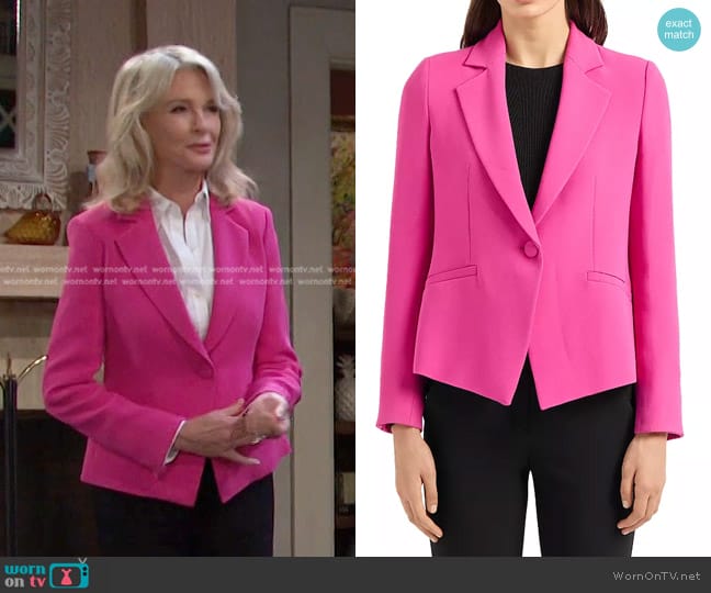 Emporio Armani Notched Lapels Blazer in Solid Brig worn by Marlena Evans (Deidre Hall) on Days of our Lives