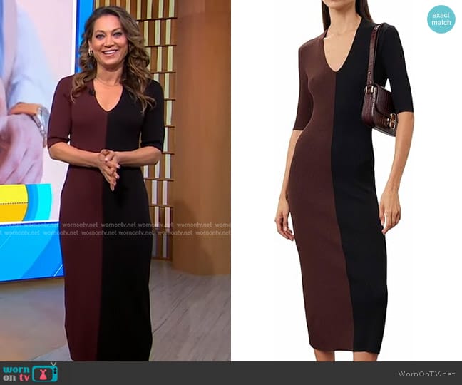 Eudon Choi Collective Two Tone Knit Dress worn by Ginger Zee on Good Morning America