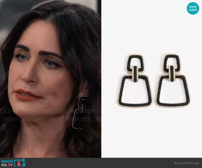 Express Black & Gold Yarn Doorknocker Earrings worn by Lois Cerullo (Rena Sofer) on General Hospital