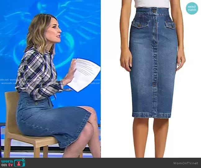 Frame The Vent-Front Denim Midi-Skirt worn by Savannah Guthrie on Today