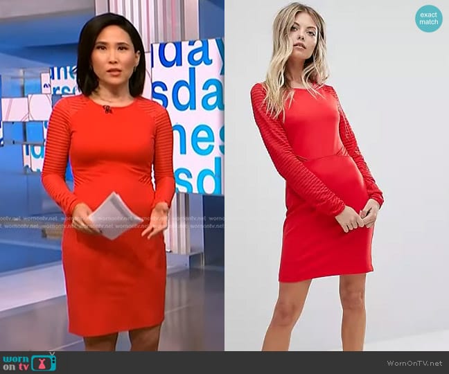 French Connection Jersey Panel Bodycon Dress worn by Vicky Nguyen on NBC News Daily