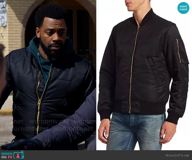 G Star Raw Vodan Quilted Bomber Jacket worn by Kevin Atwater (LaRoyce Hawkins) on Chicago PD