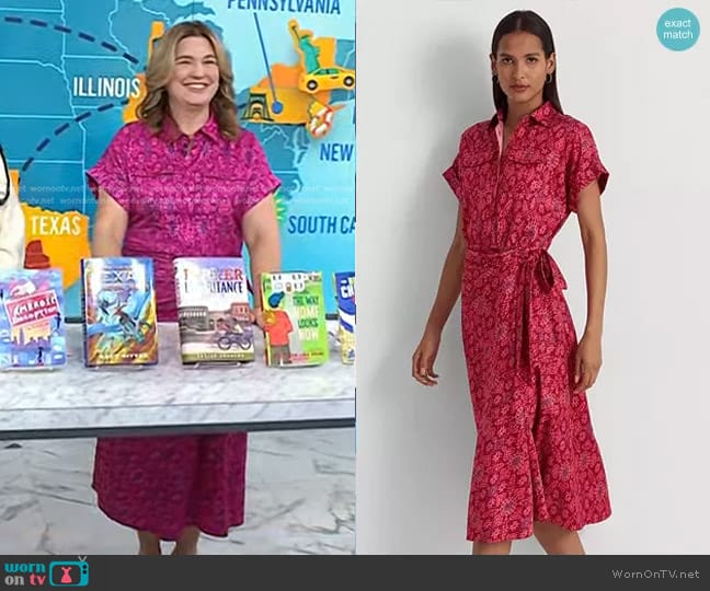 Lauren Ralph Lauren Geo-Print Shantung Tie-Waist Dress worn by Mindy Berry Walker on Today