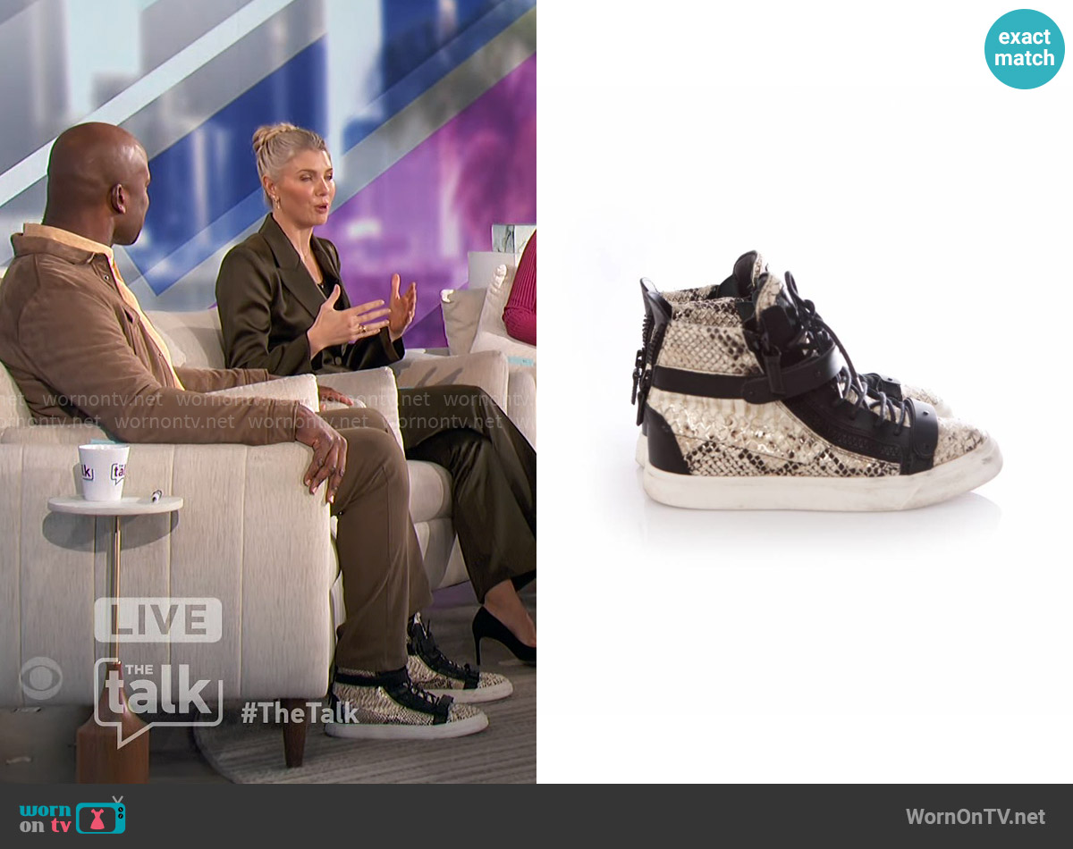 Giuseppe Zanotti Snake-Print High-Top Sneaker worn by Akbar Gbajabiamila on The Talk