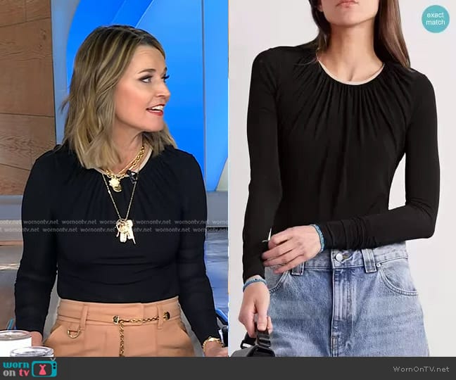 Goldsign Poulson Gathered Stretch-Jersey Bodysuit worn by Savannah Guthrie on Today