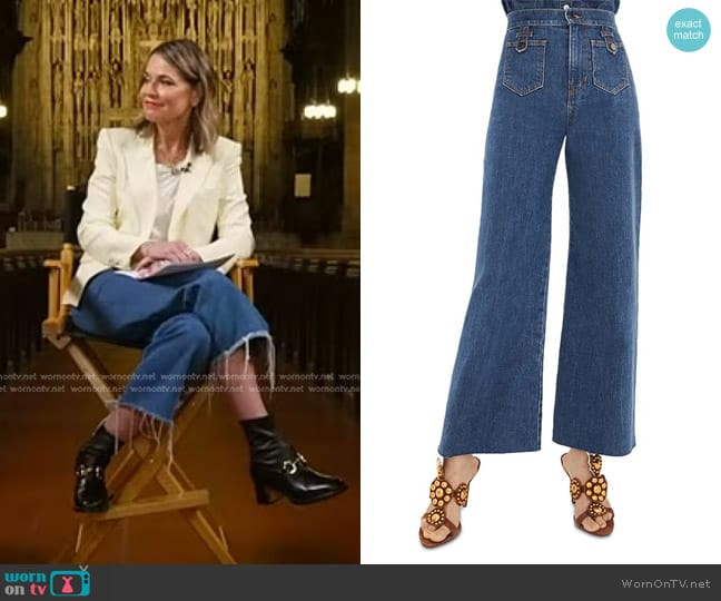 Veronica Beard Grant Wide-Leg Patch Pocket Jeans worn by Savannah Guthrie on Today