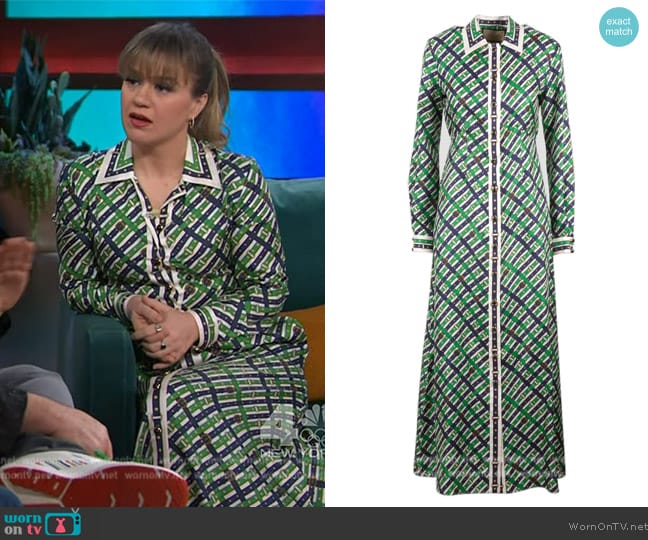 Gucci  Check Printed Dress worn by Kelly Clarkson on The Kelly Clarkson Show