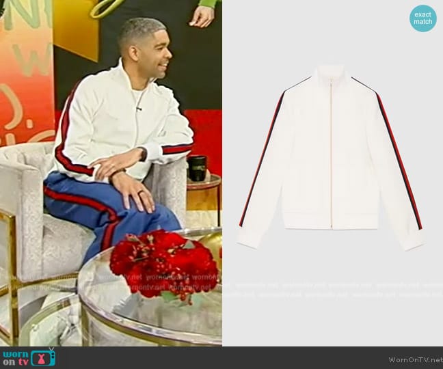 Gucci Fluid Drill Zip Jacket worn by Kingsley Ben-Adir on Tamron Hall Show