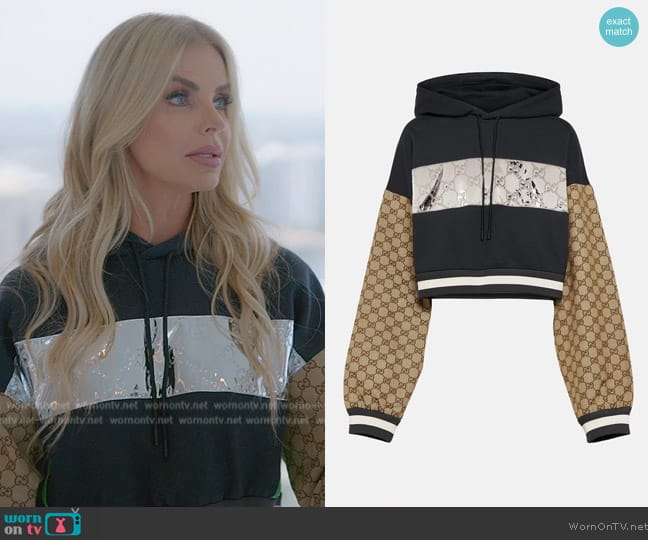 Alexia’s cropped mixed media hoodie on RHOM