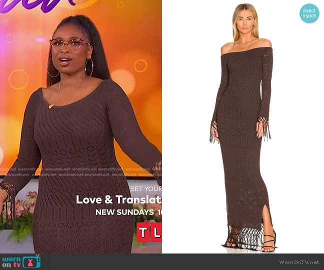 House of Harlow Rose Dress in Chocolate worn by Jennifer Hudson on The Jennifer Hudson Show