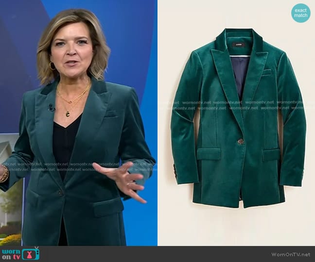 J. Crew Willa Blazer in Stretch Velvet worn by Christine Roman on Today