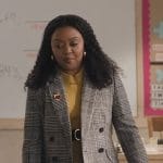 Janine’s gray plaid double breasted blazer on Abbott Elementary