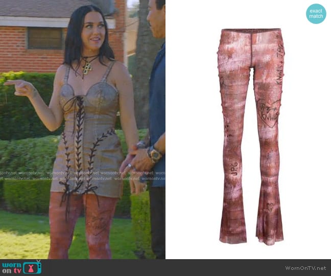 Jean Paul Gaultier x KNWLS Graphic-print Flared Trousers worn by Katy Perry on American Idol