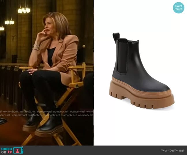 Jeffrey Campbell Rain-Storm Platform Chelsea Boot in Black Honey worn by Hoda Kotb on Today