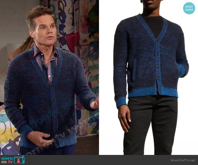 John Varvatos Easy Fit Cardigan Sweater worn by Leo Stark (Greg Rikaart) on Days of our Lives