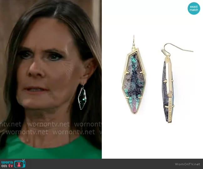 Kendra Scott Bexley Earrings in Navy Crackle Gold worn by Lucy Coe (Lynn Herring) on General Hospital