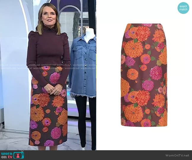 La DoubleJ Jacquard Pencil Skirt in Jacquard Gyn worn by Savannah Guthrie on Today