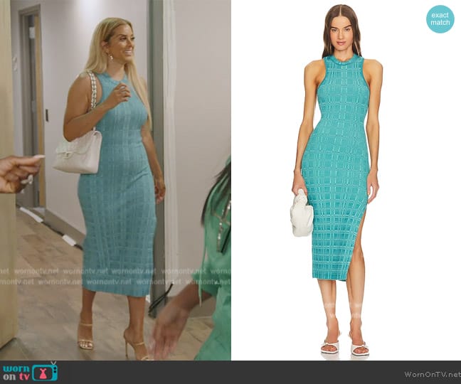 L'Academie Halia Midi Knit Dress with Slit worn by Robyn Dixon on The Real Housewives of Potomac