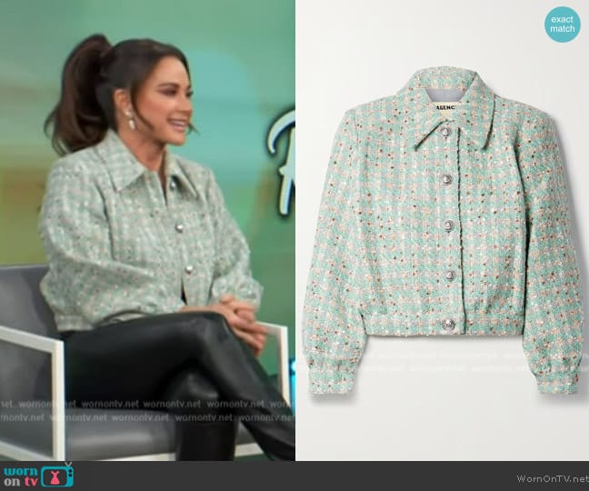 L'Agence Bridges Cropped Metallic Tweed Jacket worn by Kyle Richard on Access Hollywood