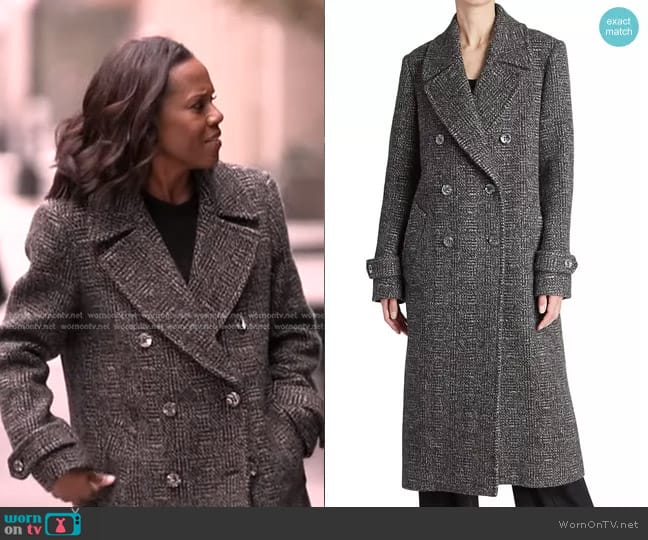 Chloe Long Double-Breasted Coat worn by Deborah Roberts on Good Morning America