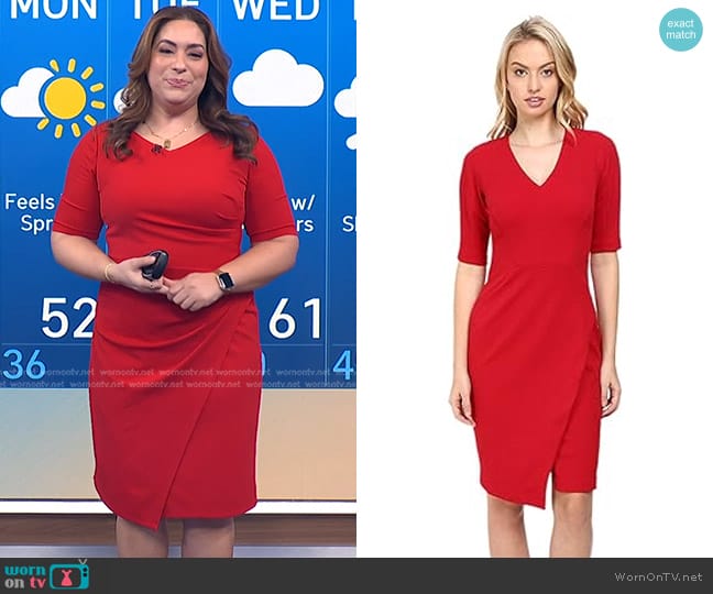 Maggy London Casablanca Crepe Structured Sheath Dress with Elbow Sleeves worn by Violeta Yas on NBC News Daily