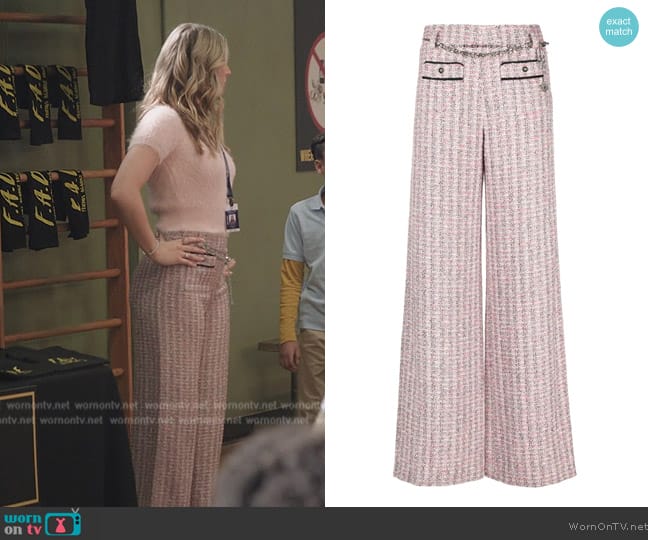 Maje Wide-leg tweed trousers worn by Sabrina Brier  on Abbott Elementary