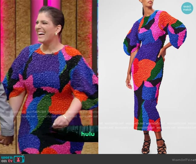 Mara Hoffman Freya Printed Smocked Cotton Midi Dress worn by Suleika Jaouad on Live with Kelly and Mark