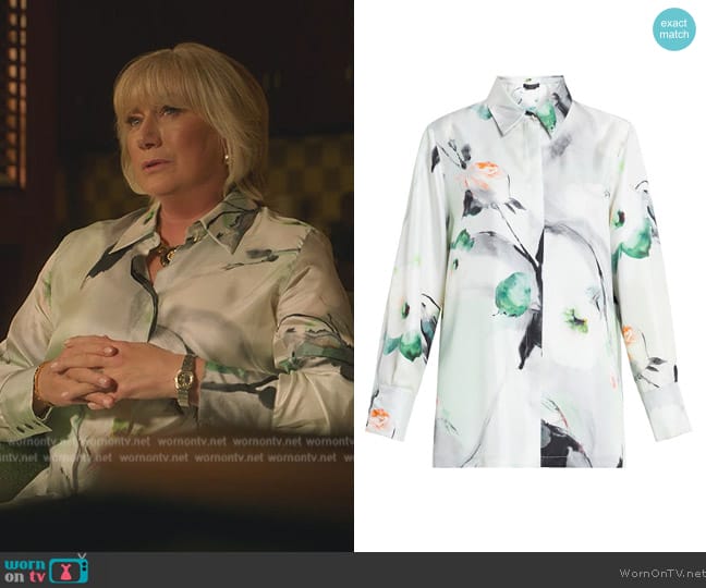 Marina Rinaldi Silk twill shirt worn by Jayne Atkinson (Jayne Atkinson) on Death and Other Details