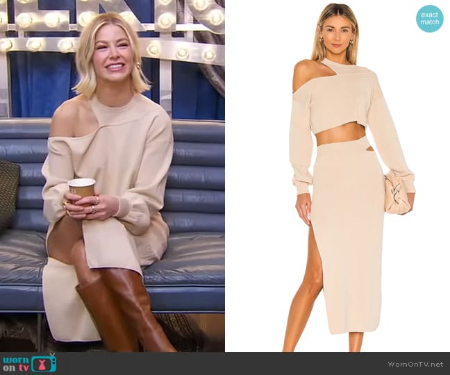 Michael Costello Asym Cut Out Dolman Sweater and Skirt worn by Ariana Madix on Good Morning America