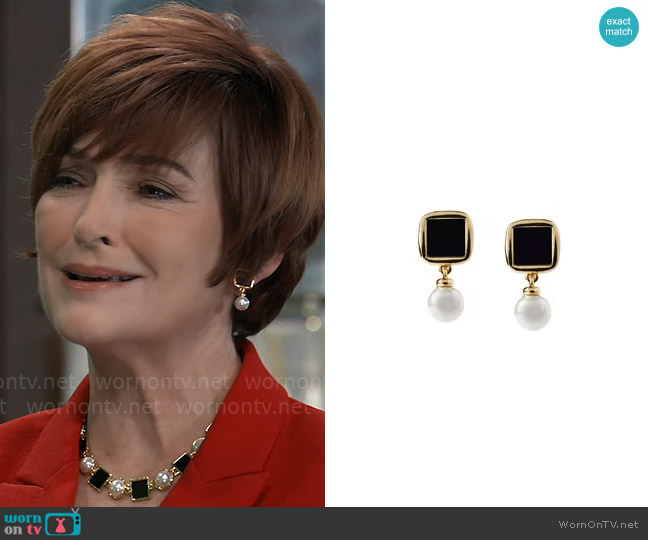 Ming Wang Resin and Pearl Dangle Earrings worn by Diane Miller (Carolyn Hennesy) on General Hospital