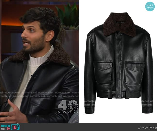 Nanushka Spread-collar leather jacket worn by Jay Shetty on The Kelly Clarkson Show