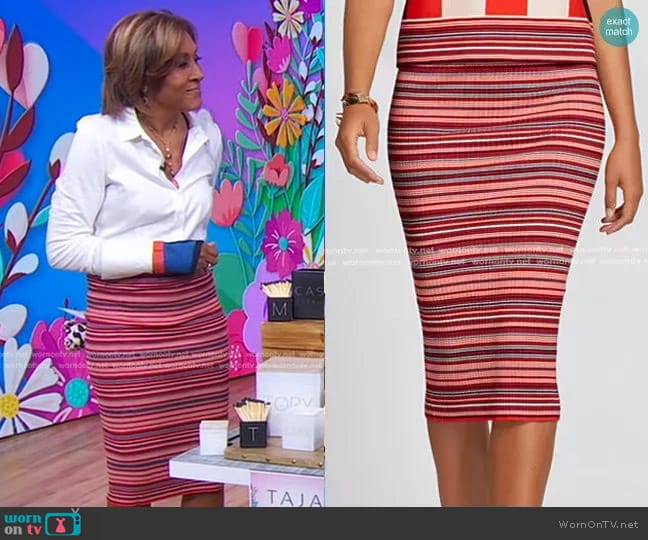 New York & Company Stripe Sweater Skirt - Gabrielle Union Collection worn by Robin Roberts on Good Morning America