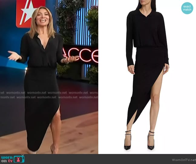 Norma Kamali Side Drape Asymmetric Midi-Dress worn by Kit Hoover on Access Hollywood