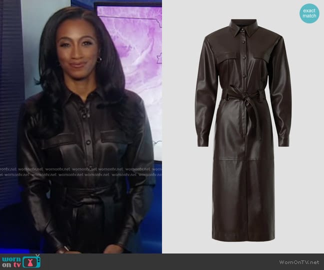 Osman Yousefzada Collective Faux Leather Midi Dress worn by Brittany Bell on Good Morning America