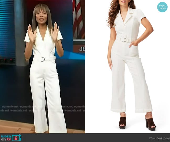 Paige Anessa Short Sleeve Wide Leg Jumpsuit worn by Zuri Hall on Access Hollywood